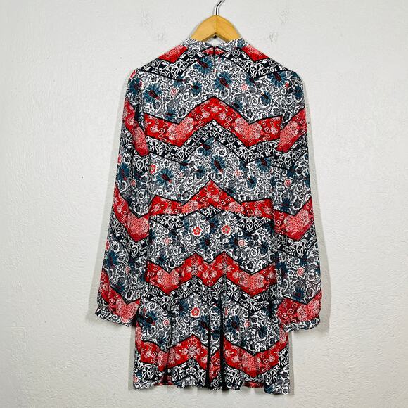 NEW! Express Long Sleeve Dress Keyhole High Neck Mod Print - 6 - Picture 4 of 7